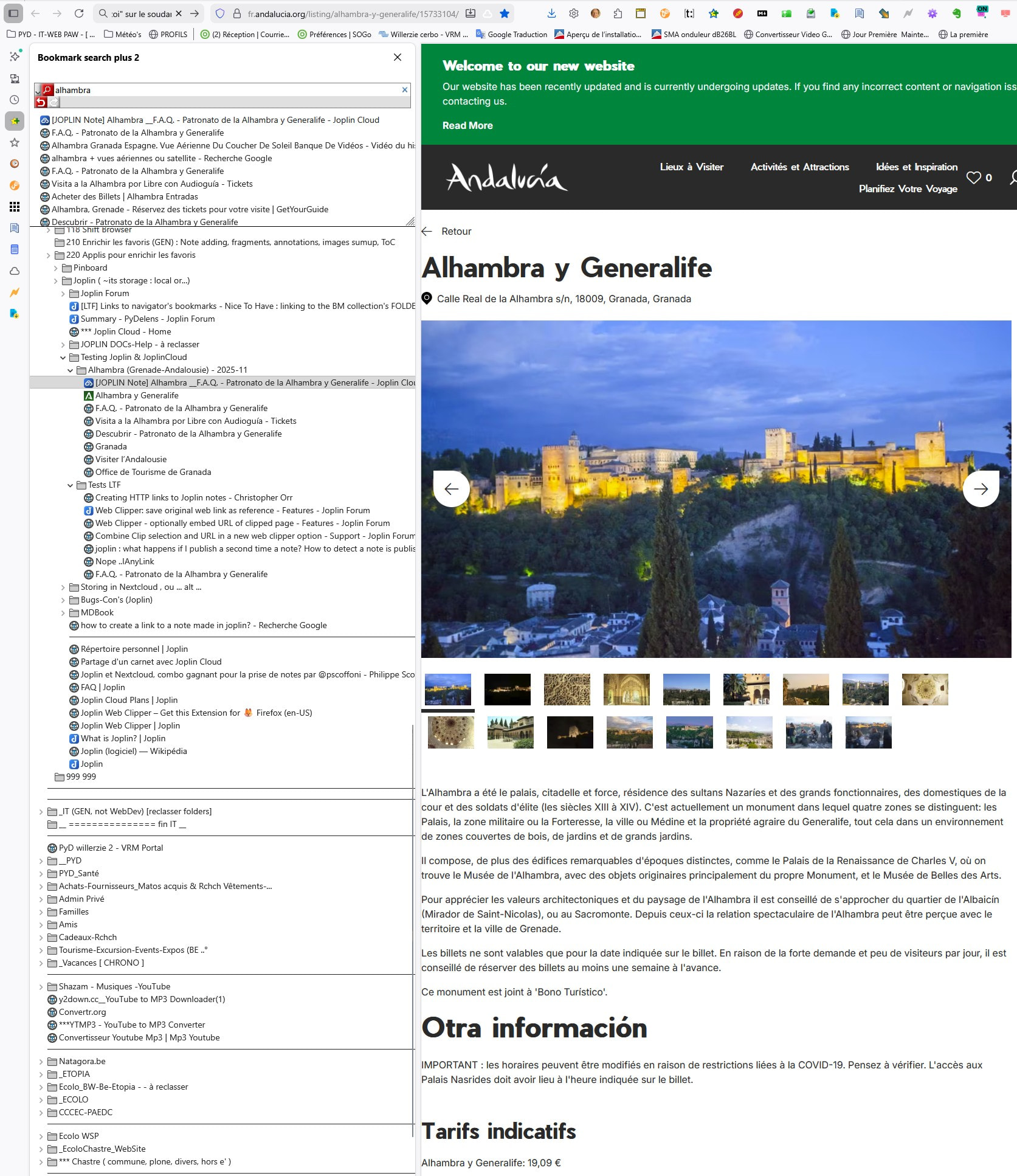 AlhambraScreen in FirefoxWithLateralBookmarks