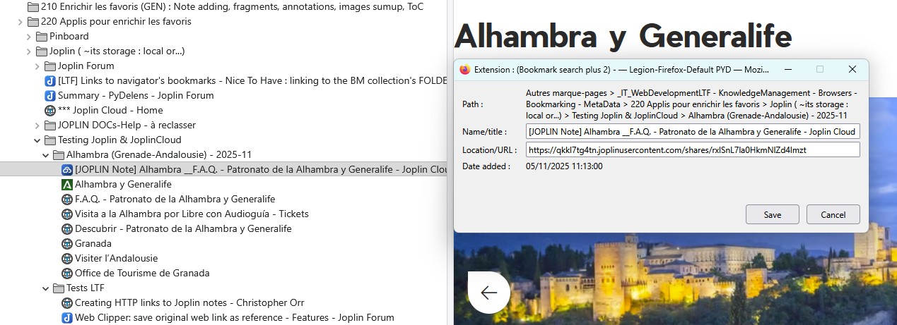 Properties of theBookmarkToJoplinNote
